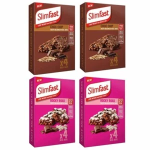 Slim Fast 16 x 60g Meal Bars = 8 Choc Chip With 8 Rocky Road Meal Replacement - Picture 1 of 12