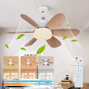 LED Lampe mit Ventilator Dimmbar Deckenventilator mit Beleuchtung E27 Sockel DE - Bild 1 von 15
