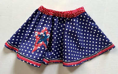 Niña 4 de Julio, Cintura Elástica, Lunares, Falda Circular, Hecha a Mano, Talla 3 Foto 1 de 4