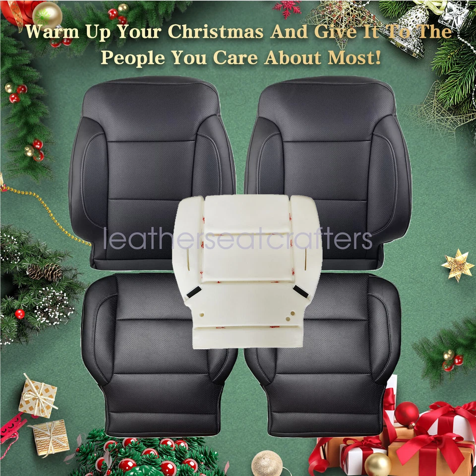 For 2014-2019 GMC Yukon Driver & Passenger Leather Seat Cover Black Driver Foam Foto 1 de 4