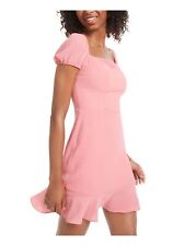 B. Darlin Sheath Dress Pink Size 1 Junior Square Neck Flounce Crepe #012