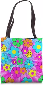 Hippie Flower Power Tie Dye 60S 70S Psychedelic Groovy Tote Bag - Picture 1 of 4