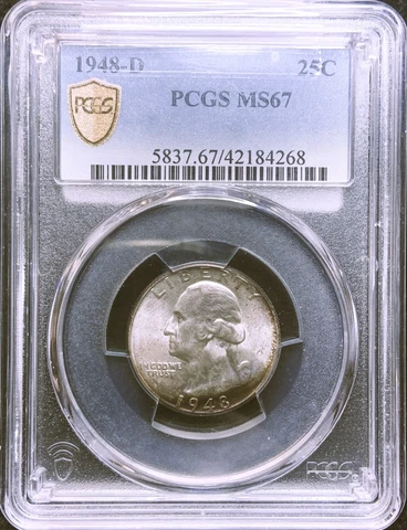 1948-D Washington Quarter PCGS MS67 Cover