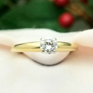 Garland 14K Solitaire Diamond Engagement Ring-Signed-Natural-0.30TCW-Vintage - Picture 1 of 10