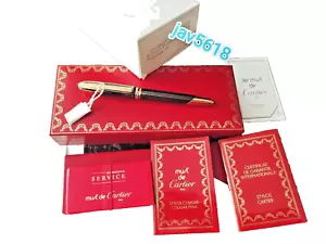 CARTIER TRINITY FOUNTAIN PEN COUGAR 18 kt GOLD NIB PASHA ONYX, TITANIUM,NEW, ♛♛♛ - Picture 1 of 12