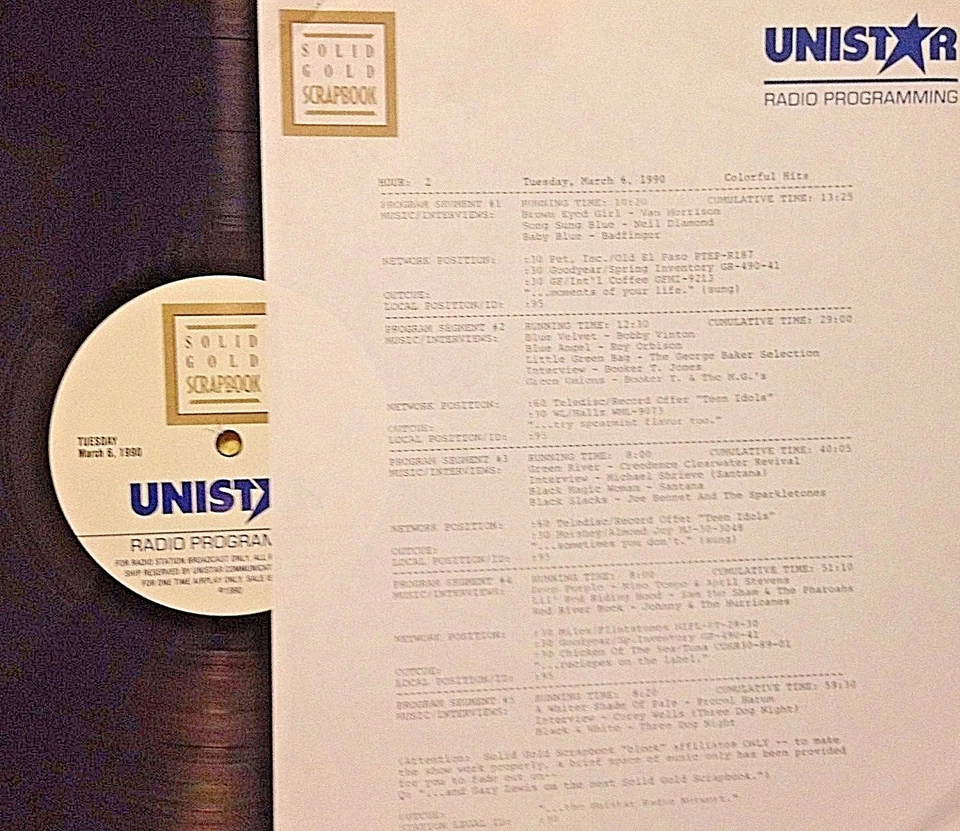 RADIO SHOW:COLORFUL 3/6/90 VAN MORRISON, NEIL DIAMOND,CCR, PROCOL HARUM, SANTANA - Image 1 of 1