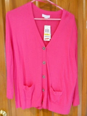 Cárdigan Charter Club Petite Mediano Rosa Lila Cuello en V Nuevo con Etiquetas, Botones Estrás Foto 1 de 3
