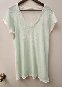 J Crew mintgrünes lässiges leichtes Baumwolltop mit V-Ausschnitt Größe XL neu mit Etikett neu aus altem Lagerbestand - Bild 1 von 13