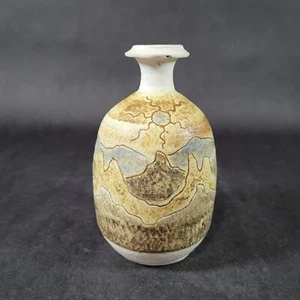 Vintage Keith Rousseau Art Pottery Vase Sun Over Mountains Hand Made Signed - Picture 1 of 10