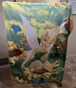 Disney Tinkerbell/Flowers Fairy Throw Blanket Soft Fleece - Picture 1 of 4