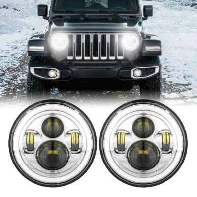 Faros LED cromados de 7" lámpara de haz DRL alto/bajo para Pontiac Firebird 1970-1976 Foto 1 de 4