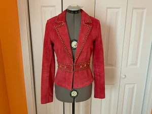 Margaret Godfrey rosa rot Wildleder Jacke Blazer Perlen bestickt Gr. XS - Bild 1 von 19