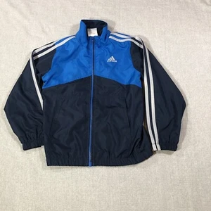 Adidas Jacket Size 5 (XS) Blue Boys Zip Front Windbreaker Athletic Mesh Lined - Picture 1 of 6
