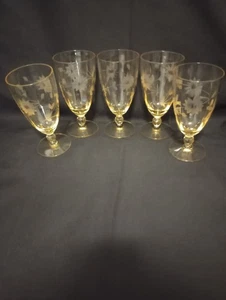 Set di 5 Lancaster Jubilee 6" TÈ GHIACCIATO Topazio Vetro Giallo 10 Oz. Calici - Foto 1 di 6