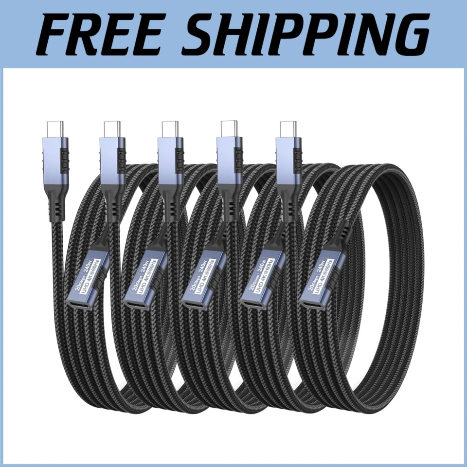 Durable USB C Extension Cable 6ft 5Pack - High-Speed Data & Charging Solutions - Image 1 of 4