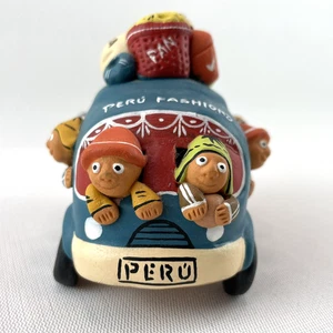 Clay Model Bus VW Contiki Tour Made in Peru Sculpture Hand Made 1 of a Kind - Picture 1 of 11