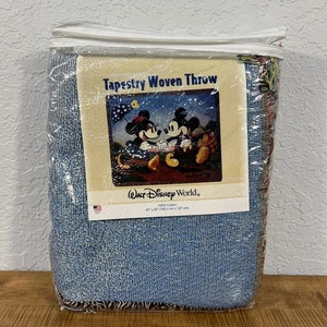 Walt Disney World Mickey & Minnie Mouse Blanket Tapestry Woven Throw 60" x 50” - Picture 1 of 12