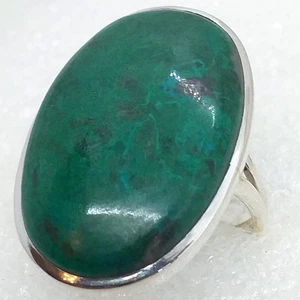 RARITÄT ECHTER  NATUR Chrysokoll Ring Gr 21  925 Sterling Silber 32mm - Bild 1 von 4