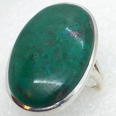 RARITÄT ECHTER  NATUR Chrysokoll Ring Gr 21  925 Sterling Silber 32mm - Bild 1 von 4