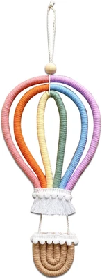 Makramee Wandbehang Heißluftballon Regenbogen Boho Deko Kinderzimmer Hochzeit - Bild 1 von 4