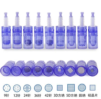10pcs A6 Short Blue Electric Microneedle Tips - 9/12/24/36/42 Pin Nano O - Image 1 of 4