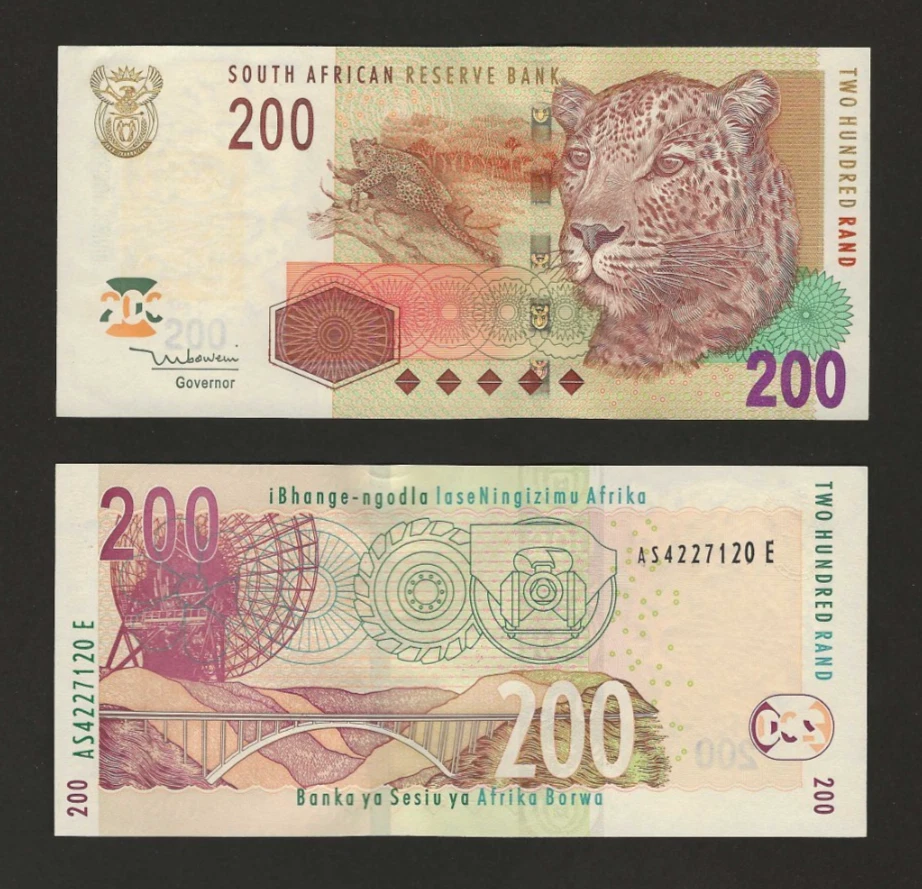 SOUTH AFRICA 200 Rand 2005, P-132a, Sign Mboweni, Original UNC, Leopard, Rare - Image 1 of 1