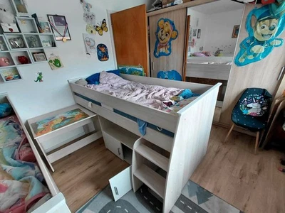 Parisot Halbhochbett „Charly“ | Kinderbett mit Schreibtisch & Stauraum - Bild 1 von 4