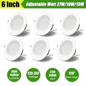 6Pack 6Inch 27/19/13W 2700-5000K LED Recessed Ceiling Light Downlight 120-347VAC - Picture 1 of 12