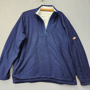 Orvis Fleece Mens XL Coat Blue 1/4 Zip Pullover Sherpa Lined Long Sleeve Fishing - Picture 1 of 12