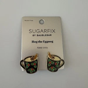 Pendientes Sugarfix by BaubleBar Cerdo El Ponche de Huevo Gota Navidad Vacaciones NUEVO Invierno - Imagen 1 de 7