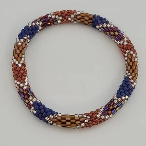 Multicolor Roll-on Glass Seed Bead 7" Bracelet - Picture 1 of 9