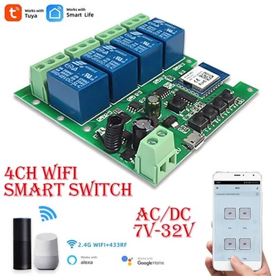 4CH Wireless WIFI Switch TUYA Smart Life APP DIY Funk Modul Schalter Für ECHO - Bild 1 von 4