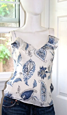 De Colección Ralph Lauren Top Pullover Colección Etiqueta Negra 100% Seda Volantes Forrado Talla 8 Foto 1 de 4