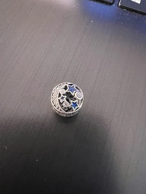 Auténtico Pandora Cielo Nocturno Luna y Estrellas Esmalte Circonita Circonita 791992CZ Foto 1 de 3