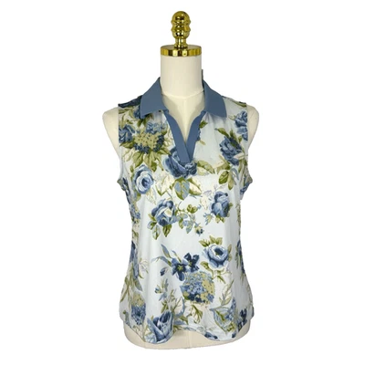 NEW Laura Ashley Golf & Tennis Women's Top UPF 50 Floral Sleeveless Sz Large - Image 1 of 4