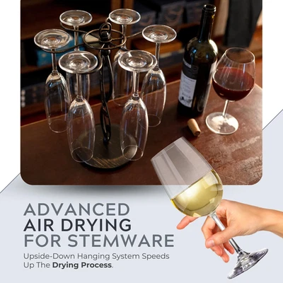 Wine Glass Rack Elegant Vintage-Inspired Wine Glass Holder 6 Tall Glasses Design - Image 1 of 4