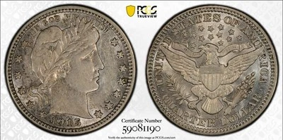 1915-D Barber Silver Quarter AU58 PCGS Gold Shield - Image 1 of 4