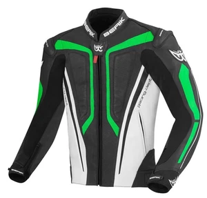 Chaqueta de cuero Berik para hombre de carreras de motos negra blanca verde todas las tallas disponibles - Imagen 1 de 3