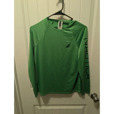 Top de natación Nautica SP UPF 30+ manga larga playa protección contra erupciones verde deletreado Foto 1 de 4