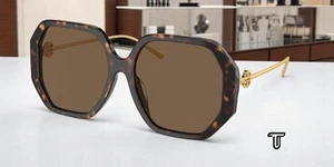 TORY BURCH TY7204D 196473 Tortoise Dark Brown 57 mm Women's Sunglasses - Picture 1 of 7