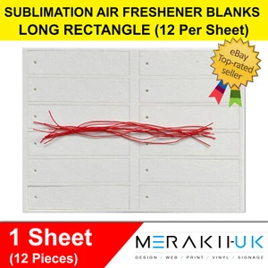 Sublimation Auto Lufterfrischer Rohlinge Rechteck x1 Blatt mit Taschen und Saiten - Bild 1 von 1
