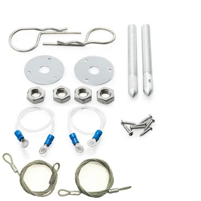 Car Suv Latch Pin Set Studs Engine Chrome Muscle 3/16" Hair Pin Style Hood Lock - Image 1 of 4