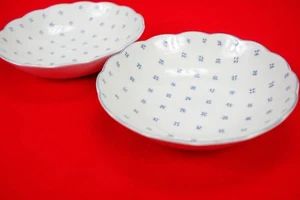 Nikko American Country Forget Me Not Blue Floral Scalloped 2 SOUP / CEREAL BOWLS - Picture 1 of 6