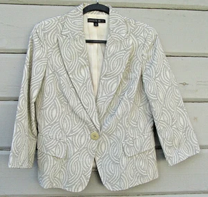 Lafayette 148 Wms 8 Creme Schwarz Swirl Brokat 3/4 Slv Blazer Jacke - Bild 1 von 10