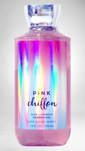 1 BATH & BODY WORKS PINK CHIFFON SHOWER GEL WASH BATH ALOE VITAMIN E 10 OZ LARGE - Picture 1 of 2