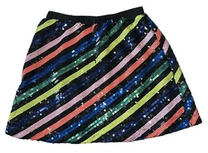Rockets of Awesome Girls Multicolor Diagonal Striped Sequin Mini Skirt Size 8 - Picture 1 of 4