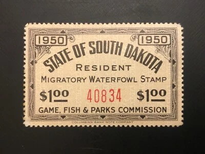 ICOLLECTZONE  US South Dakota #2 Duck Waterfoul Stamp VF NH CV $1450 - Image 1 of 2