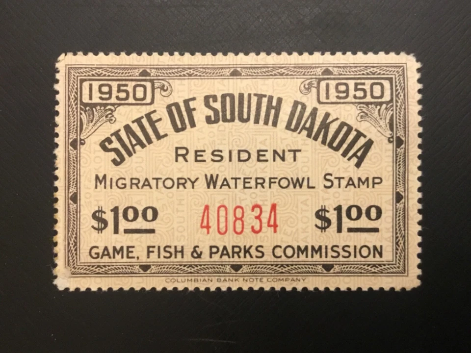ICOLLECTZONE  US South Dakota #2 Duck Waterfoul Stamp VF NH CV $1450 - Image 1 of 2
