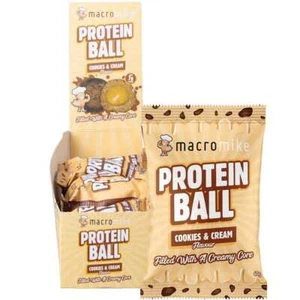 MACRO MIKE Protein Ball Cookies & Cream 40g (Pack of 12) - Picture 1 of 4