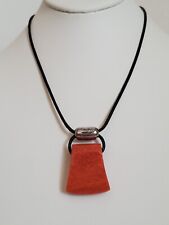Silpada N0965 'Cardinal Rule' Coral, Sterling & Black Leather Cord Necklace #1